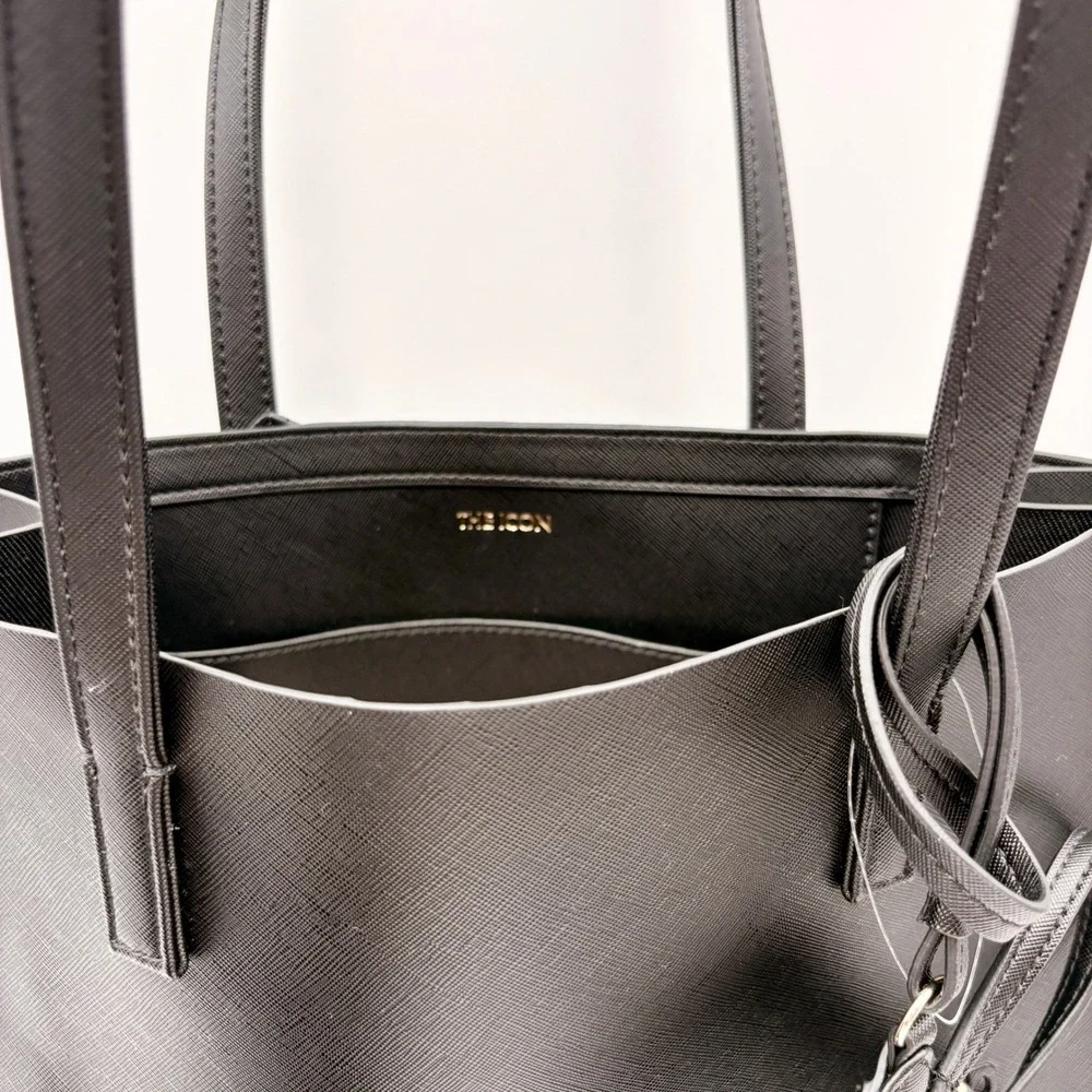 Ted Baker London Black Icon Tote Bag Set‎ Large Shopper Small Tote Flower Charm